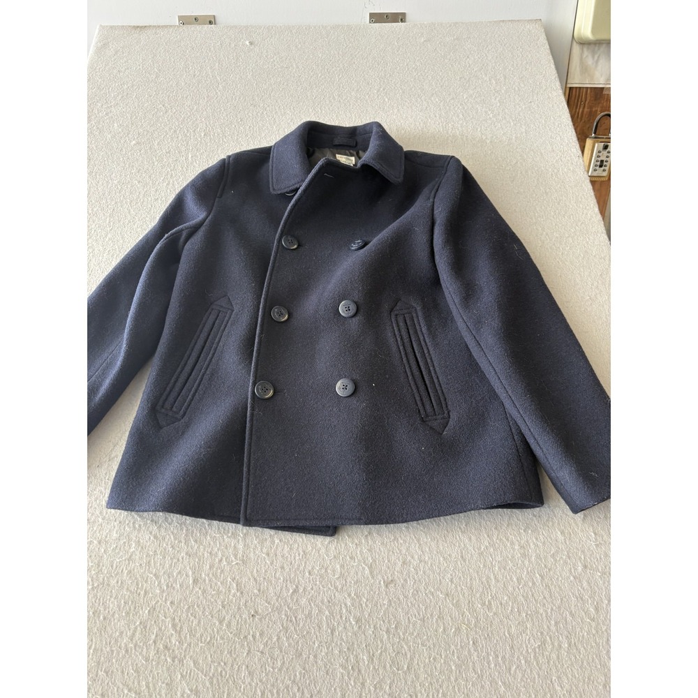 Crewcuts Pea Coat Youth 12 Navy Blue Wool‎ Blend Double Breasted Lined Warm